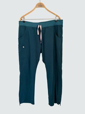 Figs Technical Collection XL Navy Blue Scrub Pants With Pockets & Pink Drawstrin